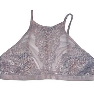 Victoria's Secret halter neck lace bralette #lingerie - grey color -  size small